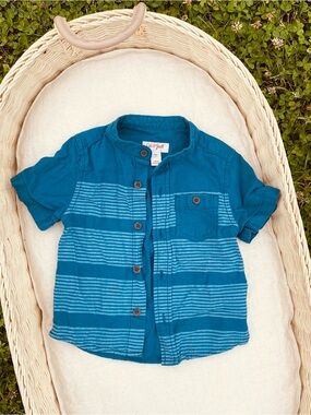 Cat & Jack Blue striped button up shirt 18 month